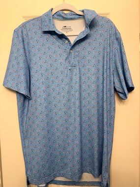 Vineyard Vines OTG Palmero Polo Light Blue Shrimp Cocktail Print NWOT!